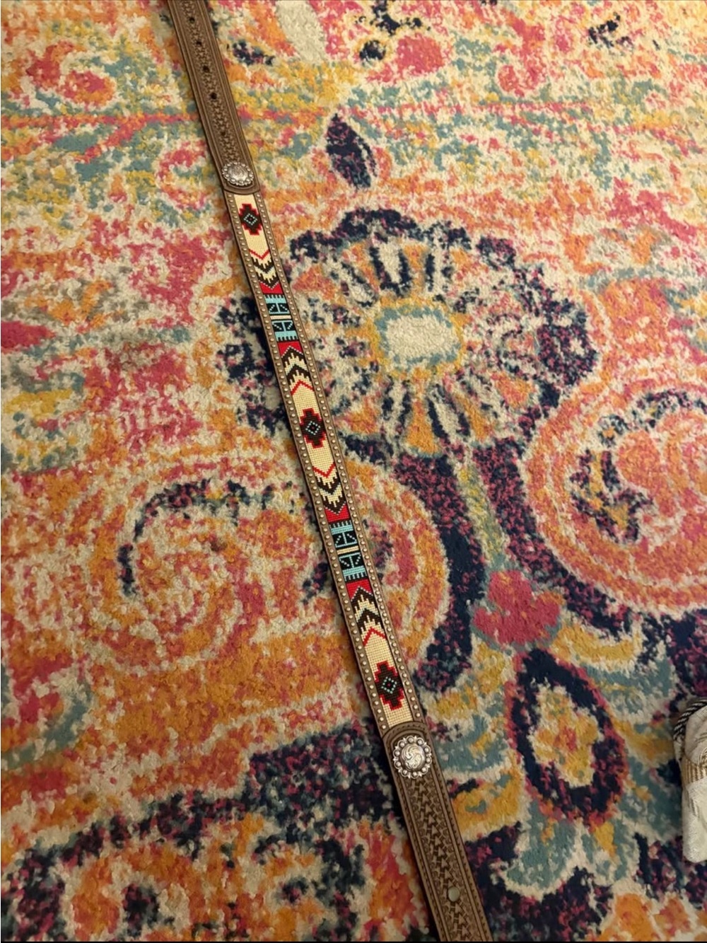 Boho Embroidered Leather Decorative Strap - Multicolor